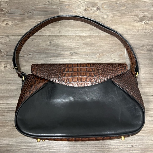 Vintage Brahmin Crocodile Embossed Shoulder Bag - Brown & Black - Picture 8 of 12